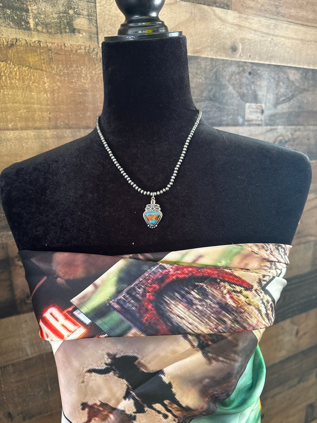 Boot Stitch & Stone Necklace