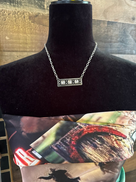 Western Rhinestone Bar Necklace
