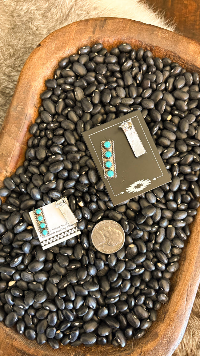 4 STONE TURQUOISE POST EARRINGS