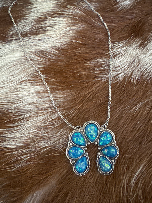 Blue Opal Squash Style Necklace