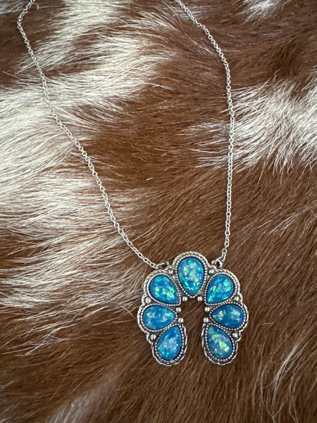 Blue Opal Squash Style Necklace