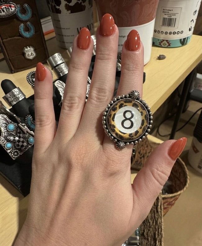 8 Ball Leopard Bubble Ring