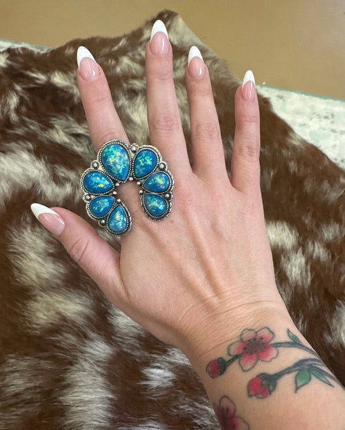 Blue Opal Squash Ring