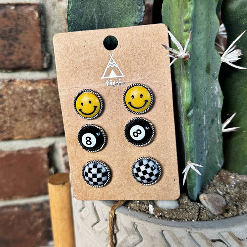 Happy Face Earring Trio Set