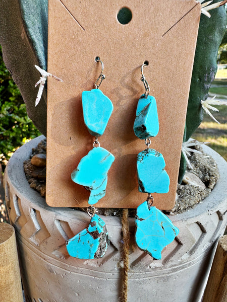 Checkered Bolt Turquoise Earrings