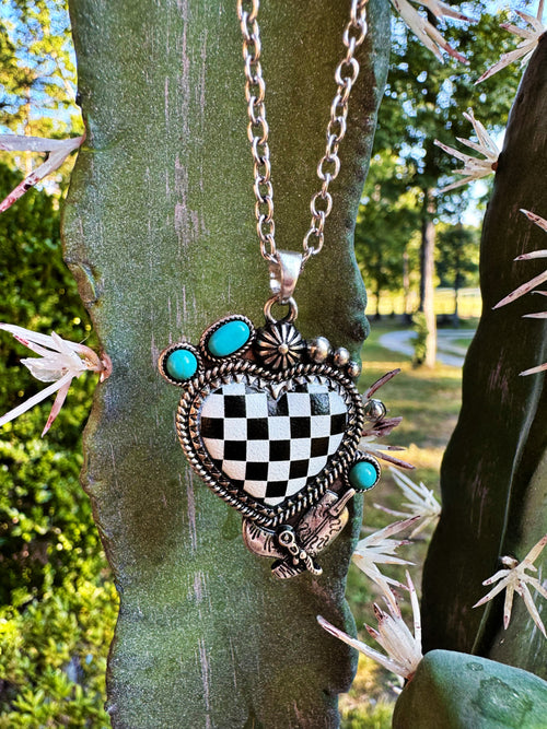 Checker Heart Necklace