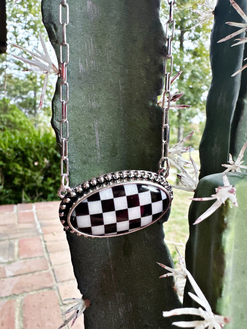 Oval Checker Necklace