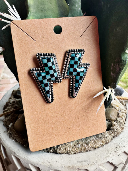 Checker Teardrop Earrings