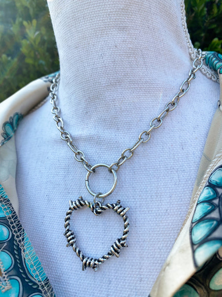 I Keep Close Watch On This Heart of Mine Barbed Wire Necklace