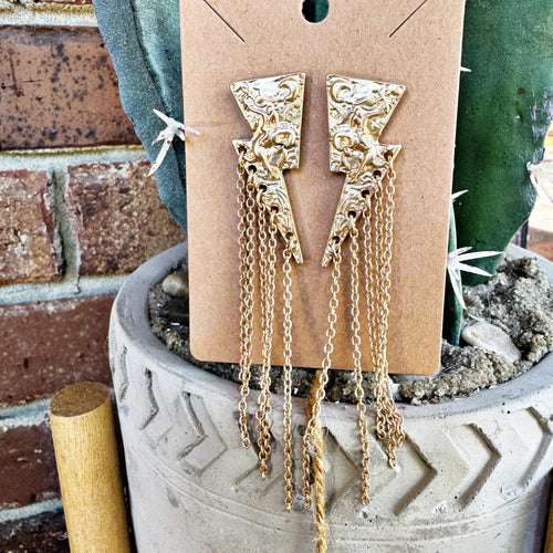 Fringe Bolt Earrings - Gold