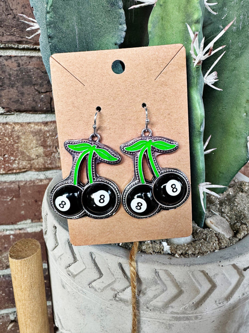 8 Ball Cherry Earrings