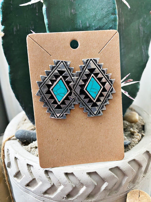 Stay in Your Lane Aztec Concho Earrings