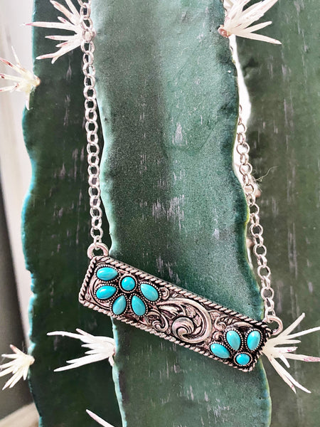 Floral Western Bar Necklace