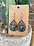 Aztec Cut Out Steer Earrings