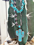 Western Cactus Stone Layered Necklace Set