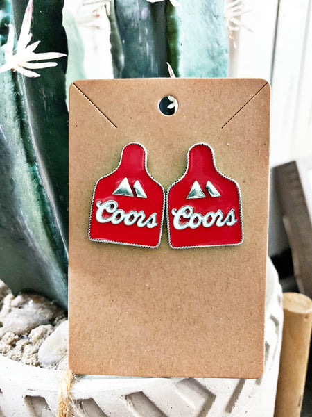 Beer Babe Cattle Tag Earrings