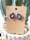 Patriotic Cow Leather Earrings