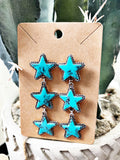 Triple Star Stone Stud Earrings