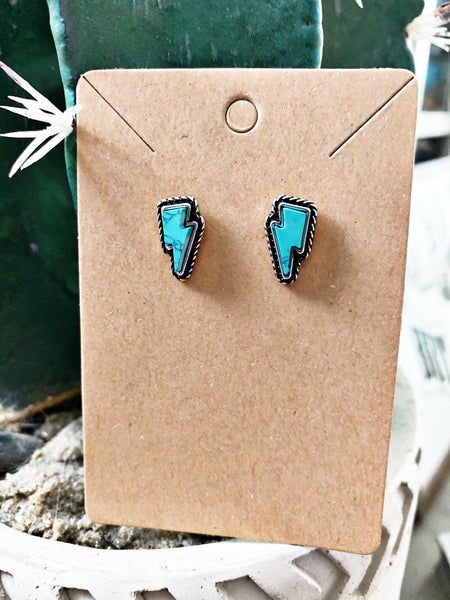 Checkered Bolt Turquoise Earrings