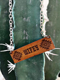 Wifey Leather Bar Necklace