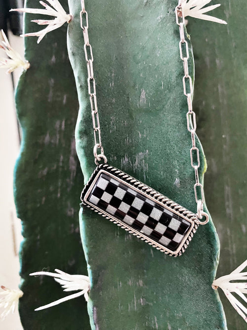 Checkered Bar Necklace