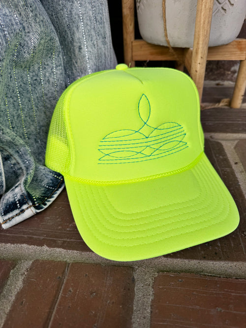 Embroidered Neon Boot Stitch Hat