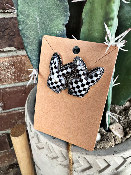 Checker Bunny Stud Earrings