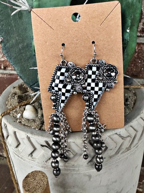 Checker Cowgirl Charm Earrings