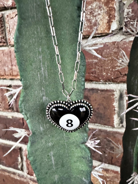 8 Ball Heart Necklace