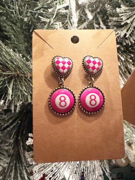 Oval Checker Stud Earrings - Turq.