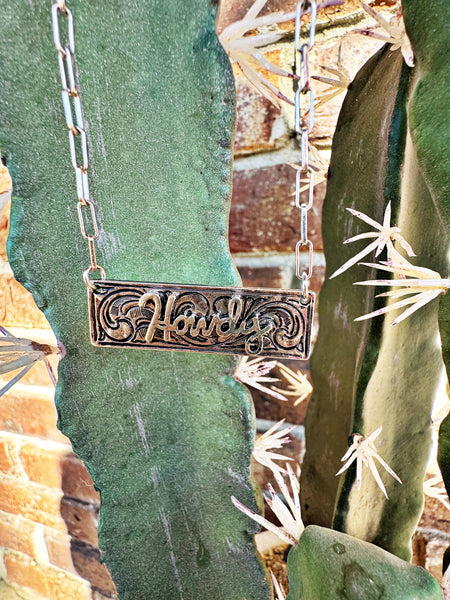 Howdy Tooled Bar Necklace