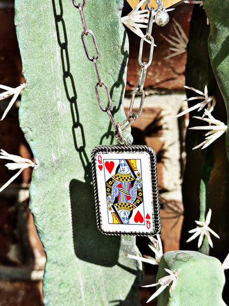 Queen of Hearts Card Necklace