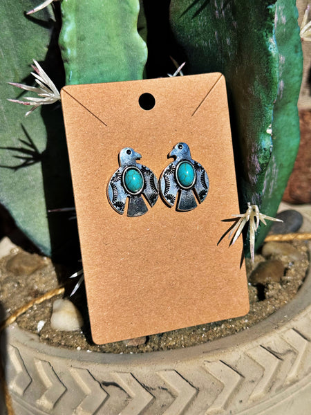 Thunderbird w/ Turquoise Stud Earrings