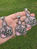 Large Pink Floral Cattle Tag