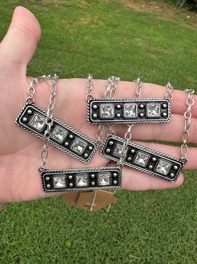 Western Rhinestone Bar Necklace