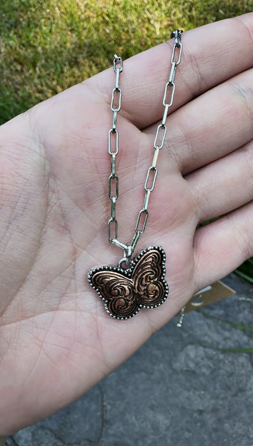 2 Tone Butterfly Necklace