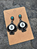 8 Ball Spade Earrings