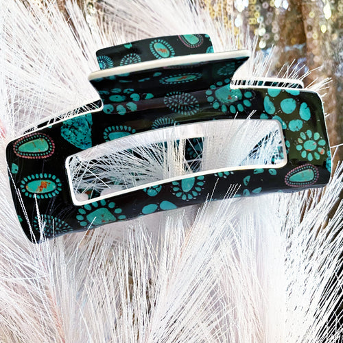 Turquoise Concho Hair Claw Clip