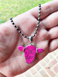 Pink Cow Necklace