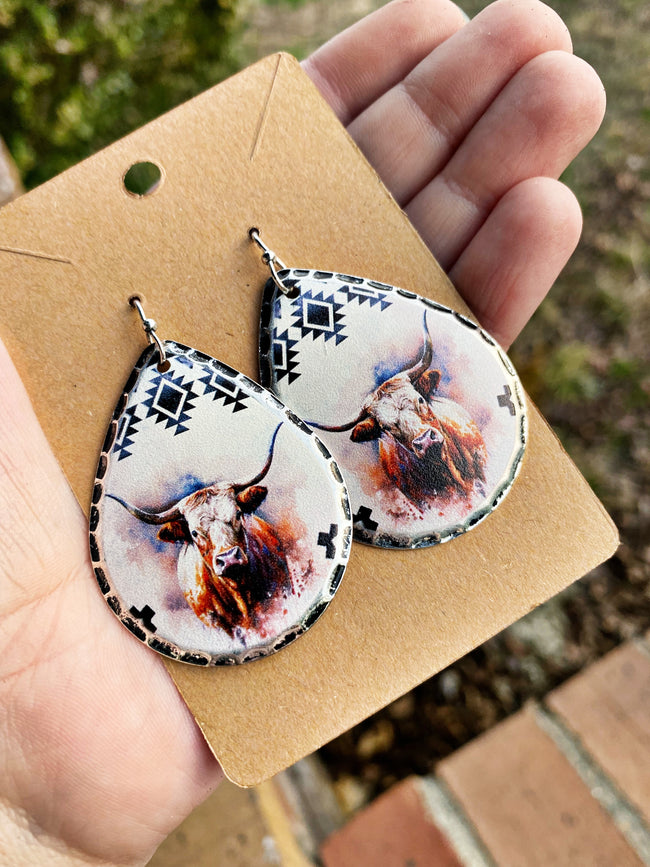 Tribal Longhorn Earrings