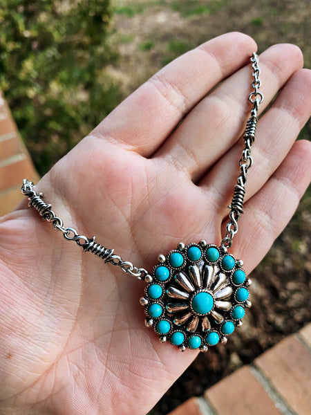 Turquoise Stone Cactus Necklace