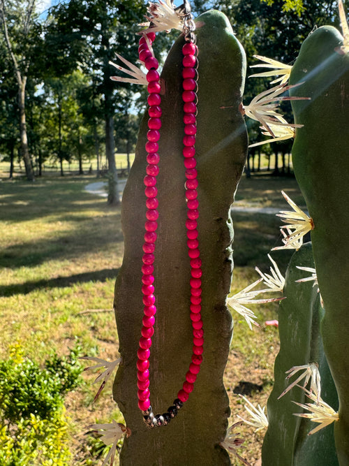 Hot Pink Beaded Choker