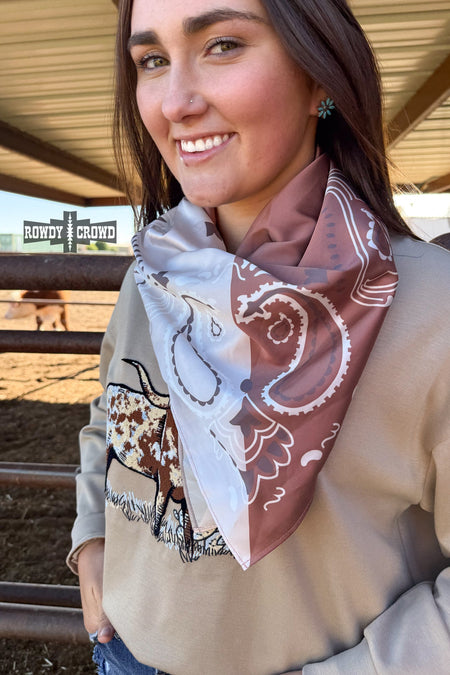 SMALL Tan Checkered Out Wild Rag/ Scarf