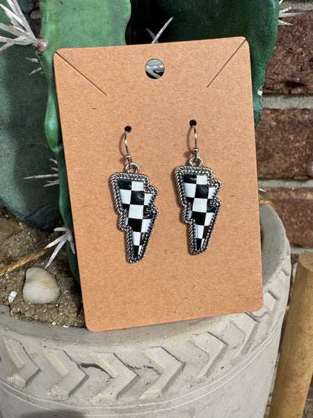 Oval Checker Stud Earrings - Turq.