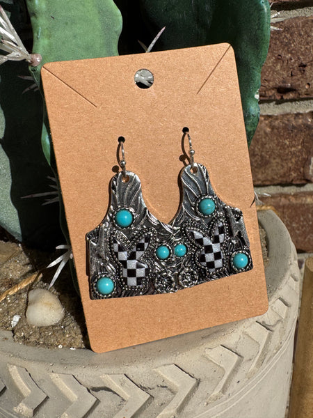 Turquoise Oval Hoop Earrings