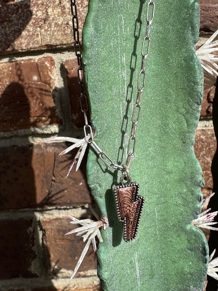 2 Tone Dainty Bolt Necklace