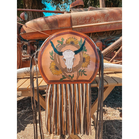 Bloomin' Steer Hand-Tooled Leather Bag