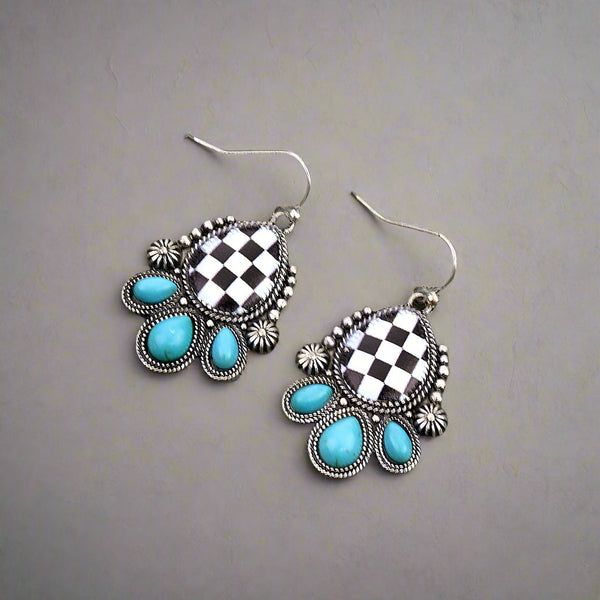 Checker Teardrop Earrings