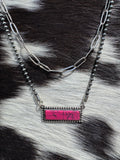Layered Pink Bar Necklace