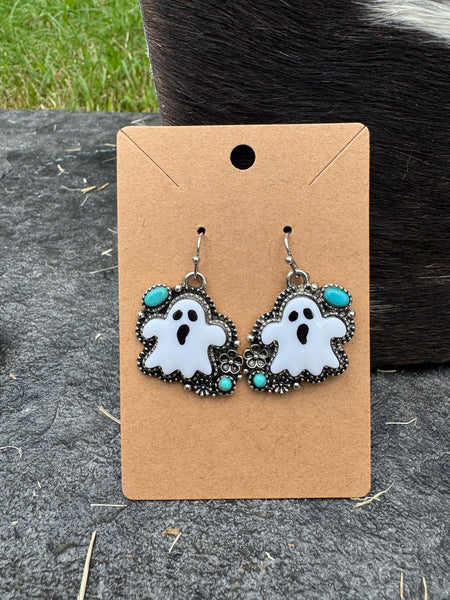 Western Spooky Ghost Earrings